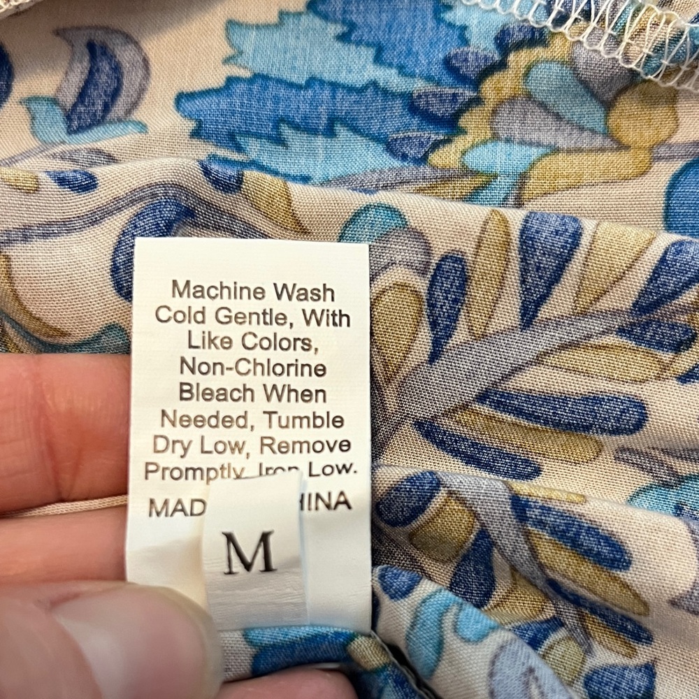 Floral Blue and Beige Women's Skirt - Picture 2 of 9